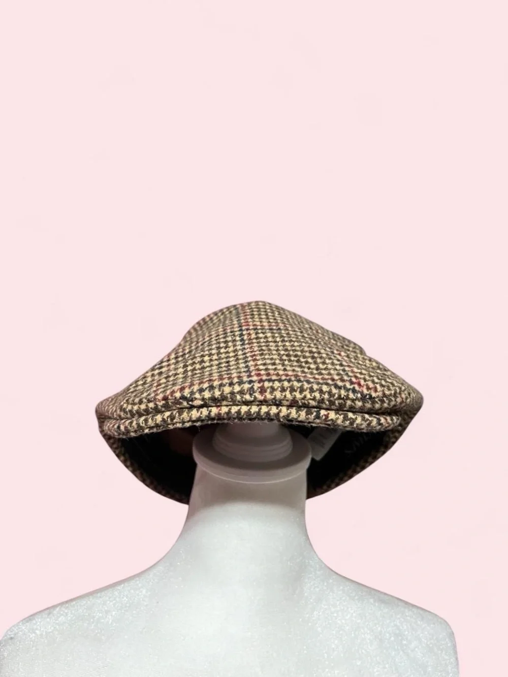 Chaps Classic Houndstooth Wool Driver Cap - Brown